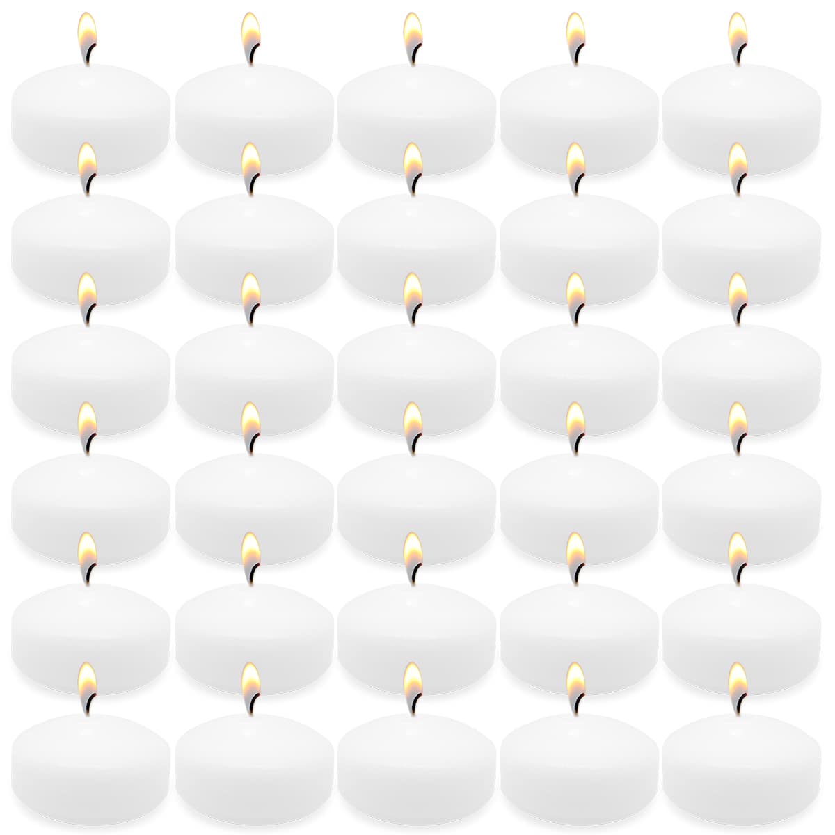 6 Hour White Floating Candles, Set of 50 2.0 Inch Unscented Dripless Pool Water Wax Floating Candles for Cylinder Vases, Centerp