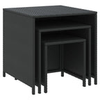 vidaXL 3 pcs Nesting Tables in Black Poly Rattan - Durable and Weather Resistant with Powder-Coated Steel Frame for Indoor and Outdoor Use