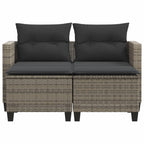 vidaXL 2-Seater Patio Sofa & Stools Outdoor Set - Comfortable Gray Poly Rattan Garden Furniture with Removable Cushions
