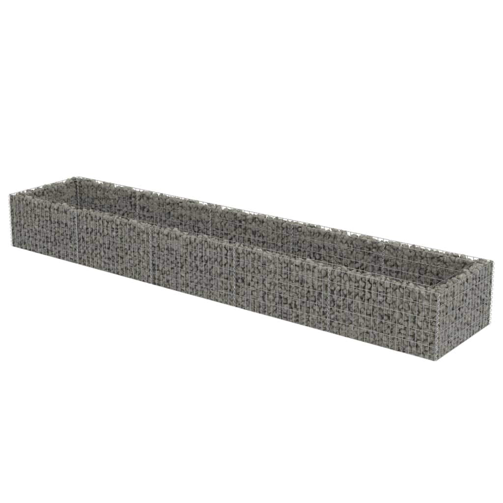 vidaXL Gabion Raised Bed - Durable Galvanized Steel Garden Planter/Flower Bed - Weather-Resistant Outdoor Planter with High Load