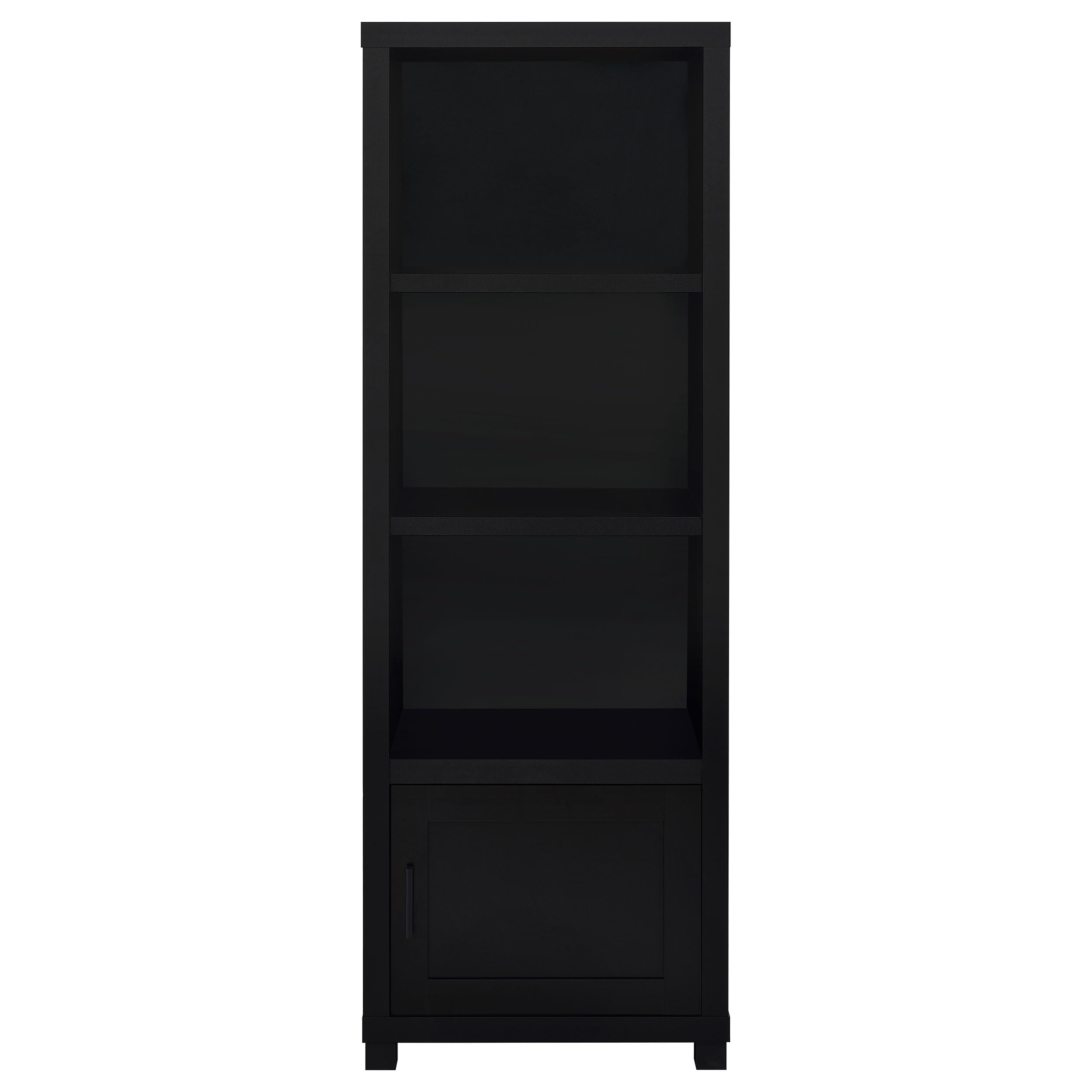 Coaster Home Furnishings Jupiter 3-Shelf Media Tower Bookcase with Storage Cabinet Black