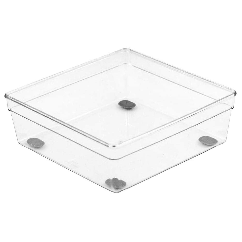 Glad Clear Plastic Organizer Bin - 6    x 6    x 2.2    Drawer Storage Tray with Non-Slip Feet, Clear