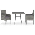 vidaXL Patio Dining Set 3 Piece Outdoor Garden Terrace Yard Patio Table and Chair Seating Seat Dining Set Furniture Poly Rattan Anthracite