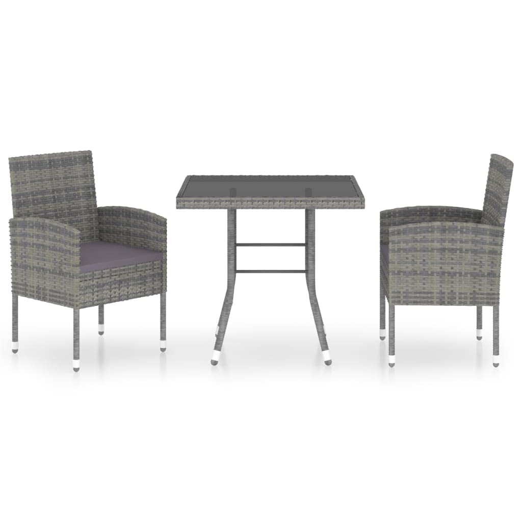 vidaXL Patio Dining Set 3 Piece Outdoor Garden Terrace Yard Patio Table and Chair Seating Seat Dining Set Furniture Poly Rattan Anthracite