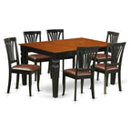 East West Furniture WEAV7-BCH-LC 7 Piece Kitchen Table & Chairs Set Consist of a Rectangle Dining Table with Butterfly Leaf and 6 Faux Leather Dining Room Chairs, 42x60 Inch, Black & Cherry