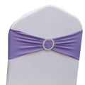 Gankar 50Pcs Stretch Spandex Lavender Chair Sashes For Wedding Chair Bands With Buckles, Lavender Chair Bows For Party Banquet T