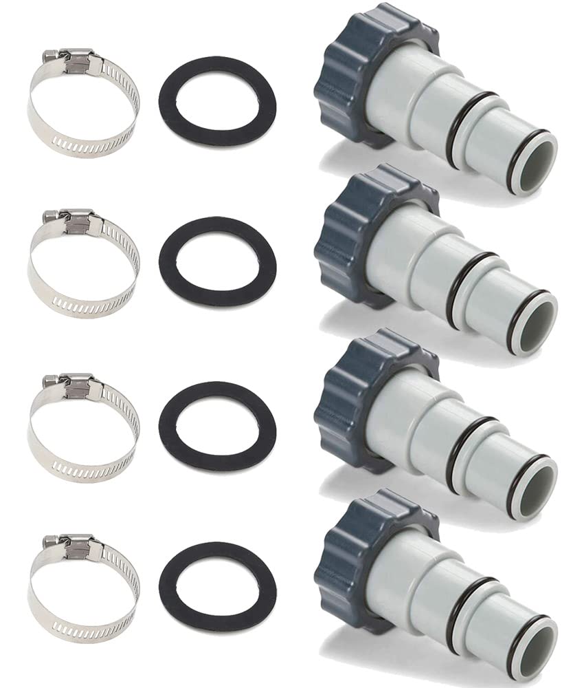 Tongass (4-Pack) Hose Adapter W/Collar Replace For Intex Fit For Threaded Connection Pumps Pn. 25007 (4, 25007)