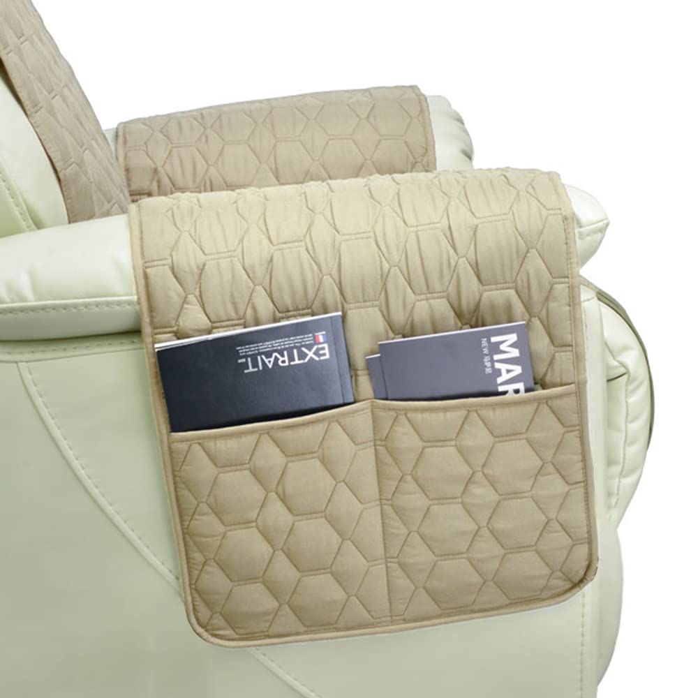 Rbsc Home Recliner Chair Cover 30 Inch Beige Recliner Covers 100% Waterproof Anti-Slip Large Recliner Slipcovers For Pets Dogs C