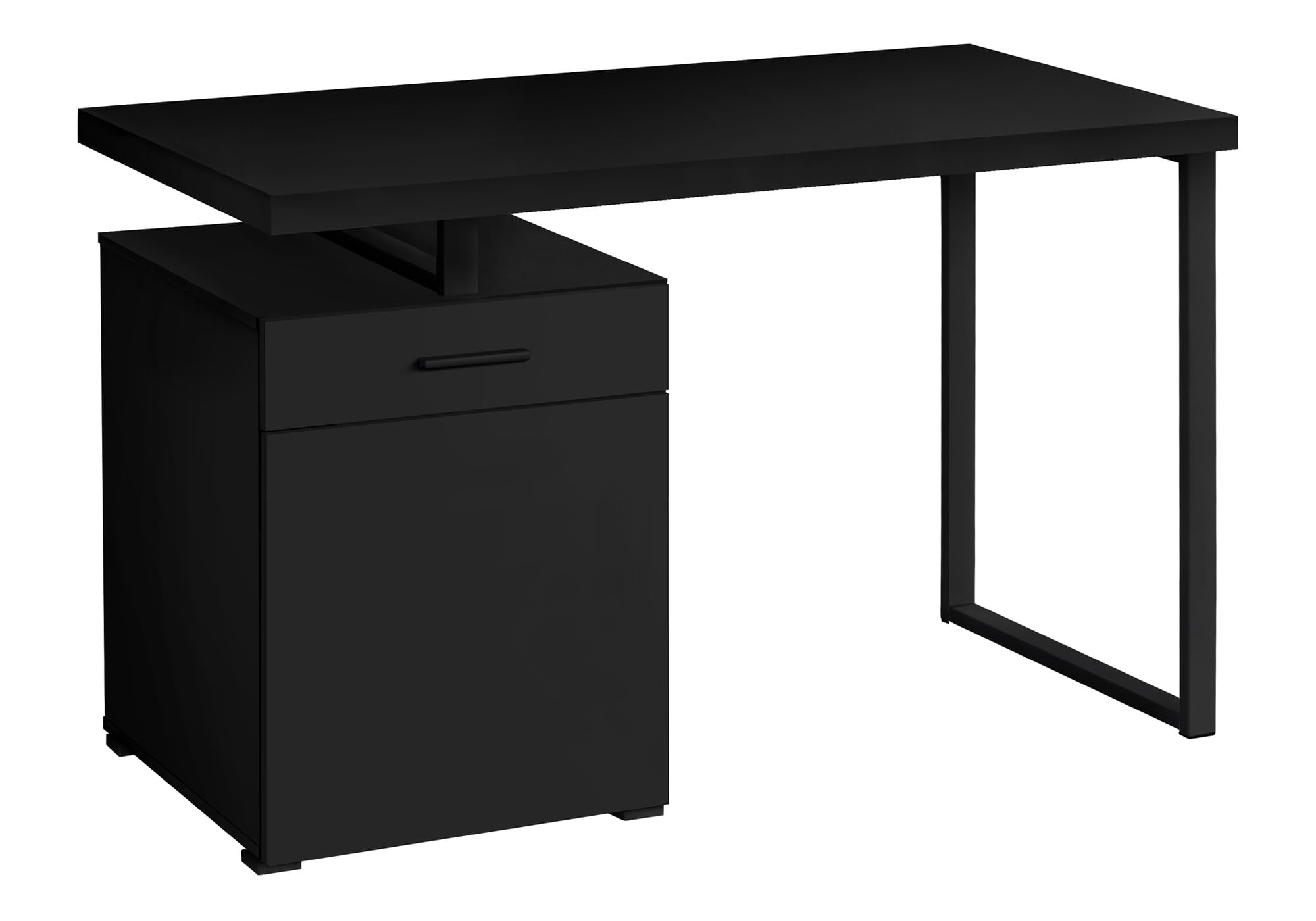 Monarch Specialties I 7761 Computer Desk, Home Office, Laptop, Left, Right Set-up, Storage Drawers, 48' L, Work, Metal, Laminate, Black, Contemporary, Modern