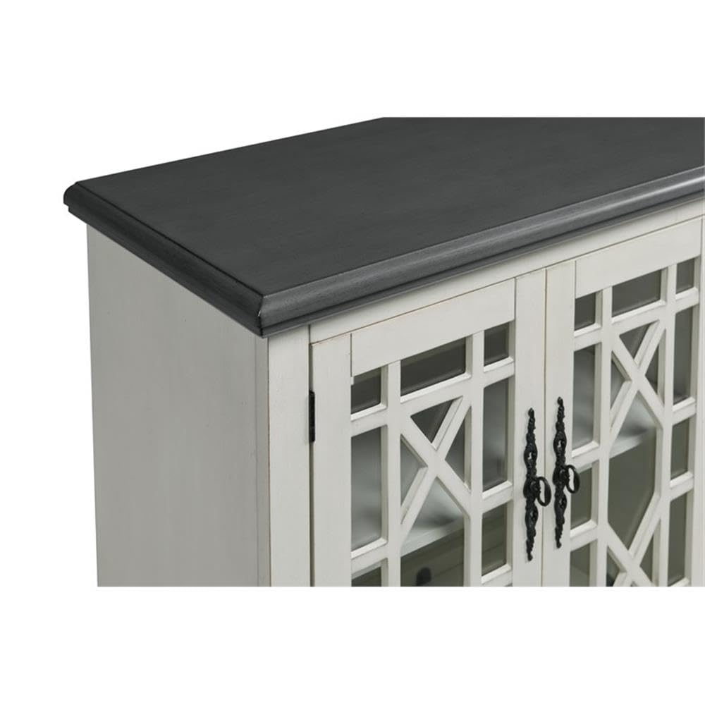 Martin Svensson Home Elegant Tv Stand, 63&quot; W X 35&quot; H, White With Grey Top