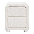 Baxton Studio Bonilla Modern White Teddy-Bear Fabric And Rubberwood 2-Drawer Nightstand