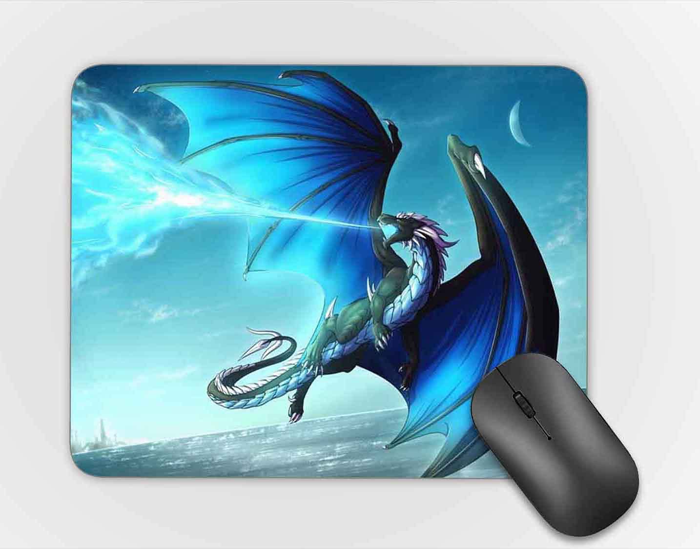 Cold Fire Blue Dragon Rectangle Mouse Pad,Anti Slip Rubber Rectangle Mousepads Desktops Gaming Mouse Mat Customized Designed For