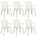 vidaXL Garden Chairs 6 pcs, Dining Chair for Patio Terrace Yard Balcony Picnic, Outdoor Chair with Armrest, Armchair, Cast Aluminium White, 3216321