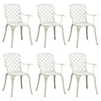 vidaXL Garden Chairs 6 pcs, Dining Chair for Patio Terrace Yard Balcony Picnic, Outdoor Chair with Armrest, Armchair, Cast Aluminium White, 3216321