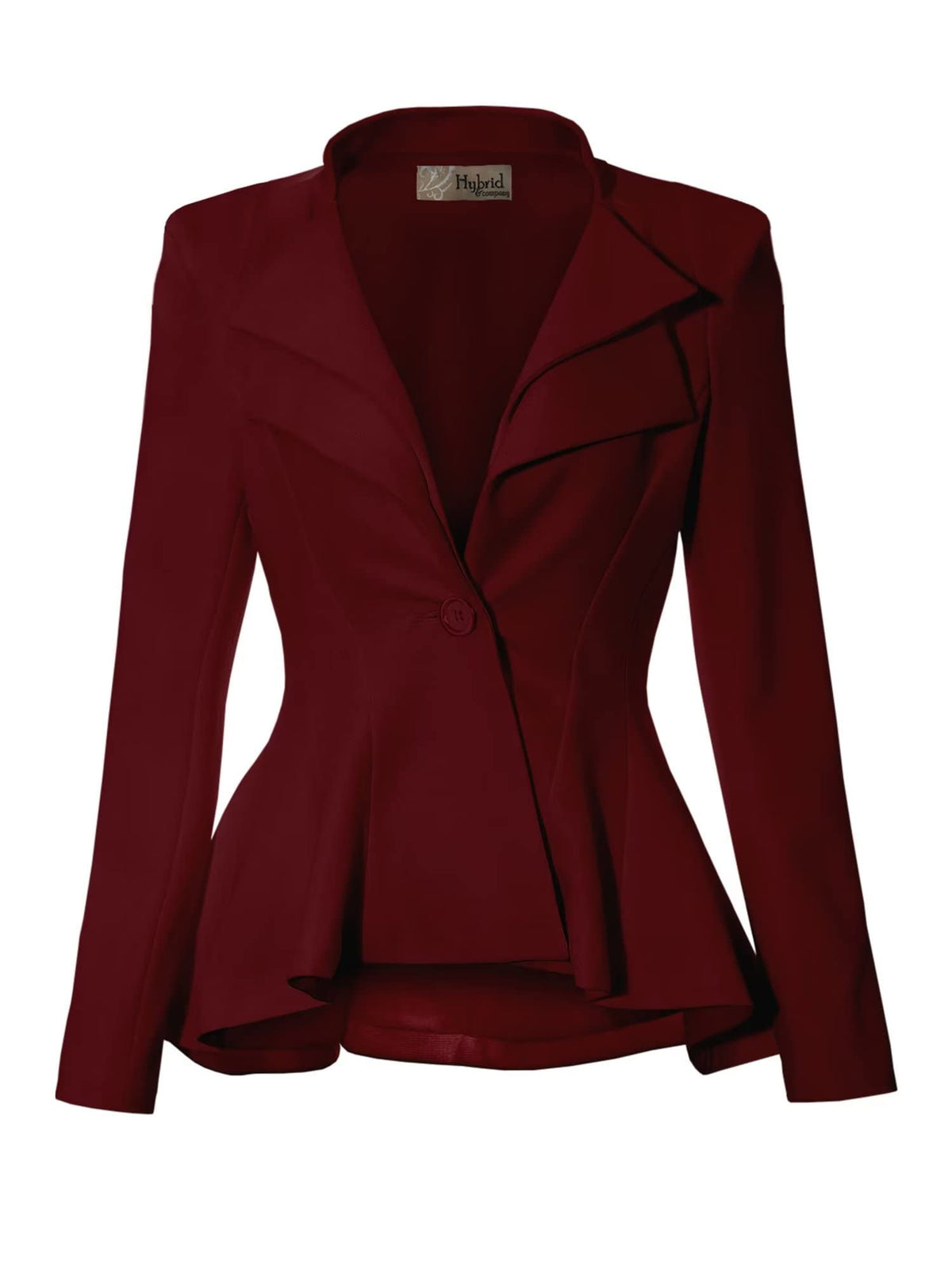 Women Double Notch Lapel Office Blazer Jk43864 1073T Wine Small