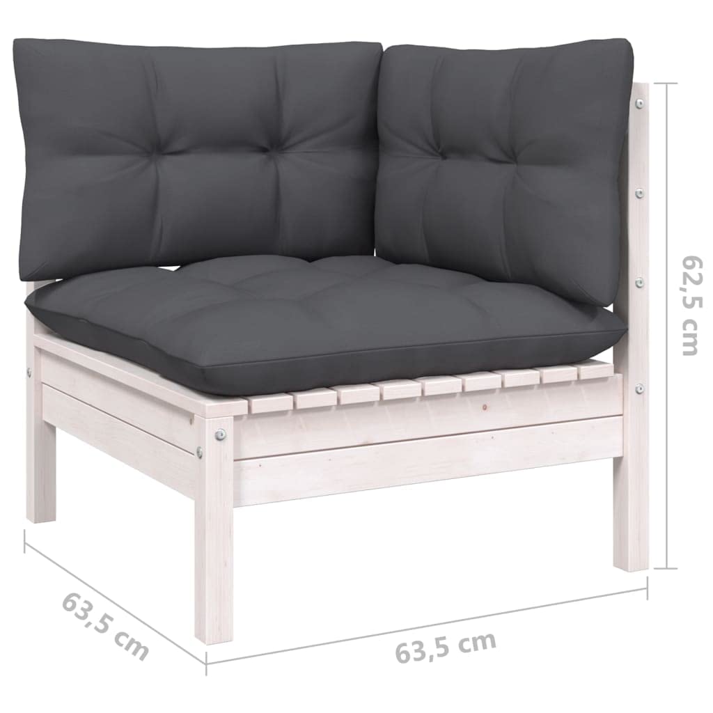 vidaXL Solid Pinewood Patio Lounge Set 5 Piece with Anthracite Cushions Garden Outdoor Lawn Yard Terrace Balcony Wooden Seat Seating Furniture