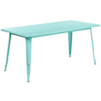 Flash Furniture Charis Commercial Grade 31.5" x 63" Rectangular Mint Green Metal Indoor-Outdoor Table