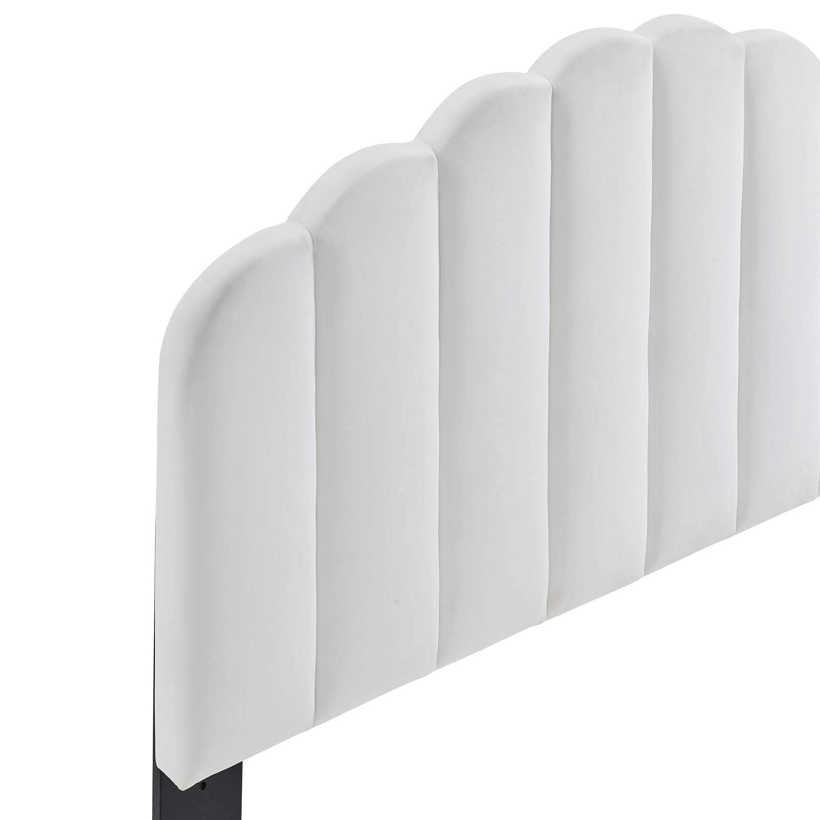 Modway Veronique Channel Tufted Performance Velvet Upholstered Full/Queen Headboard In White