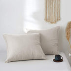 Simple&Opulence 100% French Linen Euro Shams With Embroidery (26'' X 26'') - Pack Of 2 - Pre Washed Solid Color Natural Flax Soft Breathable - Linen