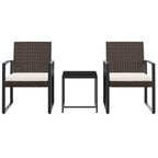 vidaXL Outdoor Patio Dining Set with Cushions - Brown Polypropylene Rattan with Steel Frame and Glass Tabletop