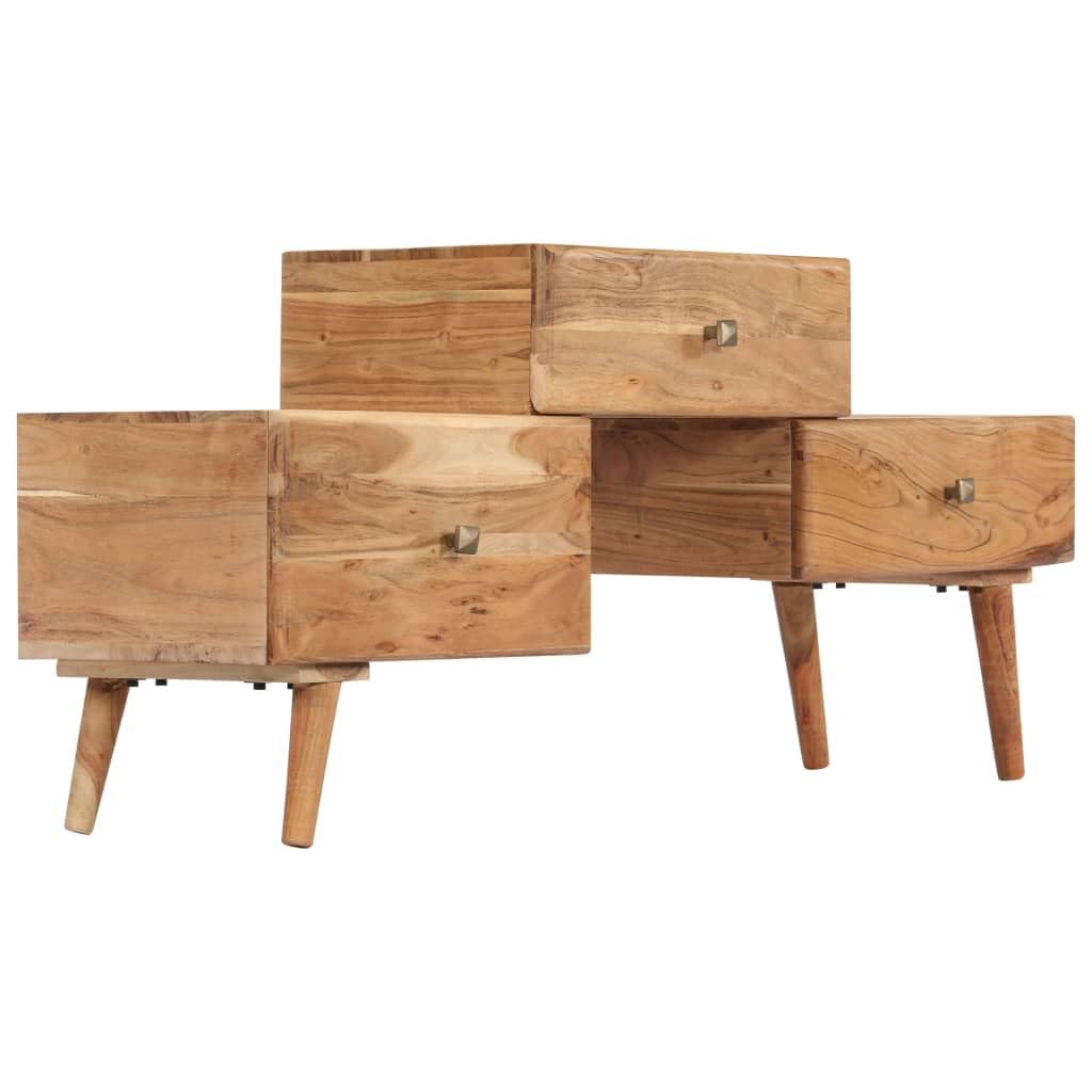 vidaXL Solid Wood Acacia TV Cabinet with 3 Drawers | Unique Grain Design | Spacious Entertainment Unit | 42.5" x 11.8" x 19.3" | Farmhouse Style | Brown