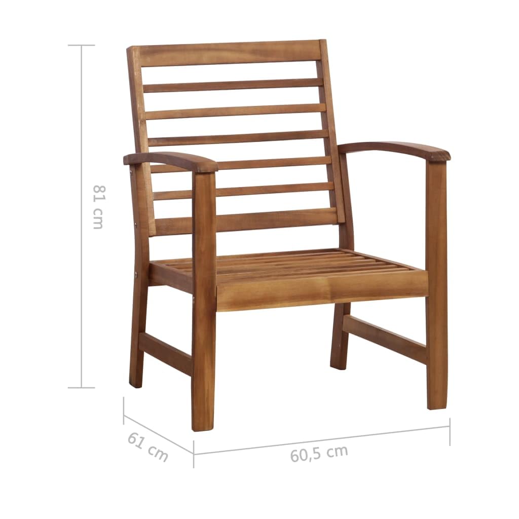 vidaXL Solid Acacia Wood Outdoor Lounge Set - Rustic Charm Patio Furniture Set with Table, Bench, and Two Chairs - Ideal for Garden, Terrace, Patio.