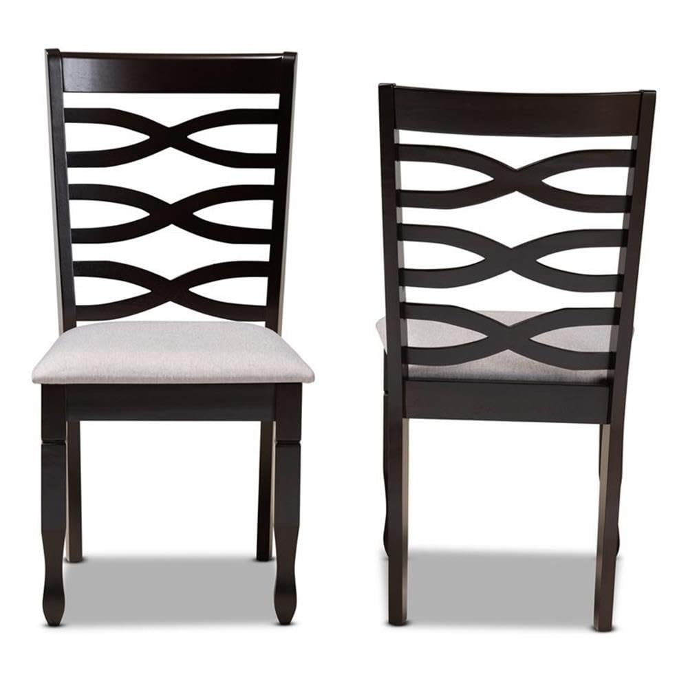 Baxton Studio Lanier Modern and Contemporary Grey Fabric Upholstered Espresso Brown Finished Wood 2-Piece Dining Chair Set