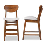 Baxton Studio Katya Mid-Century Modern Grey Fabric Upholstered and Walnut Brown Finished Wood 2-Piece Counter Stool Set