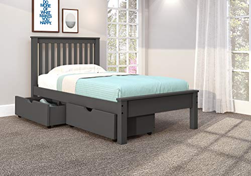 Donco Kids Twin Contempo Bed with Storage Drawer in Dark Grey Finish