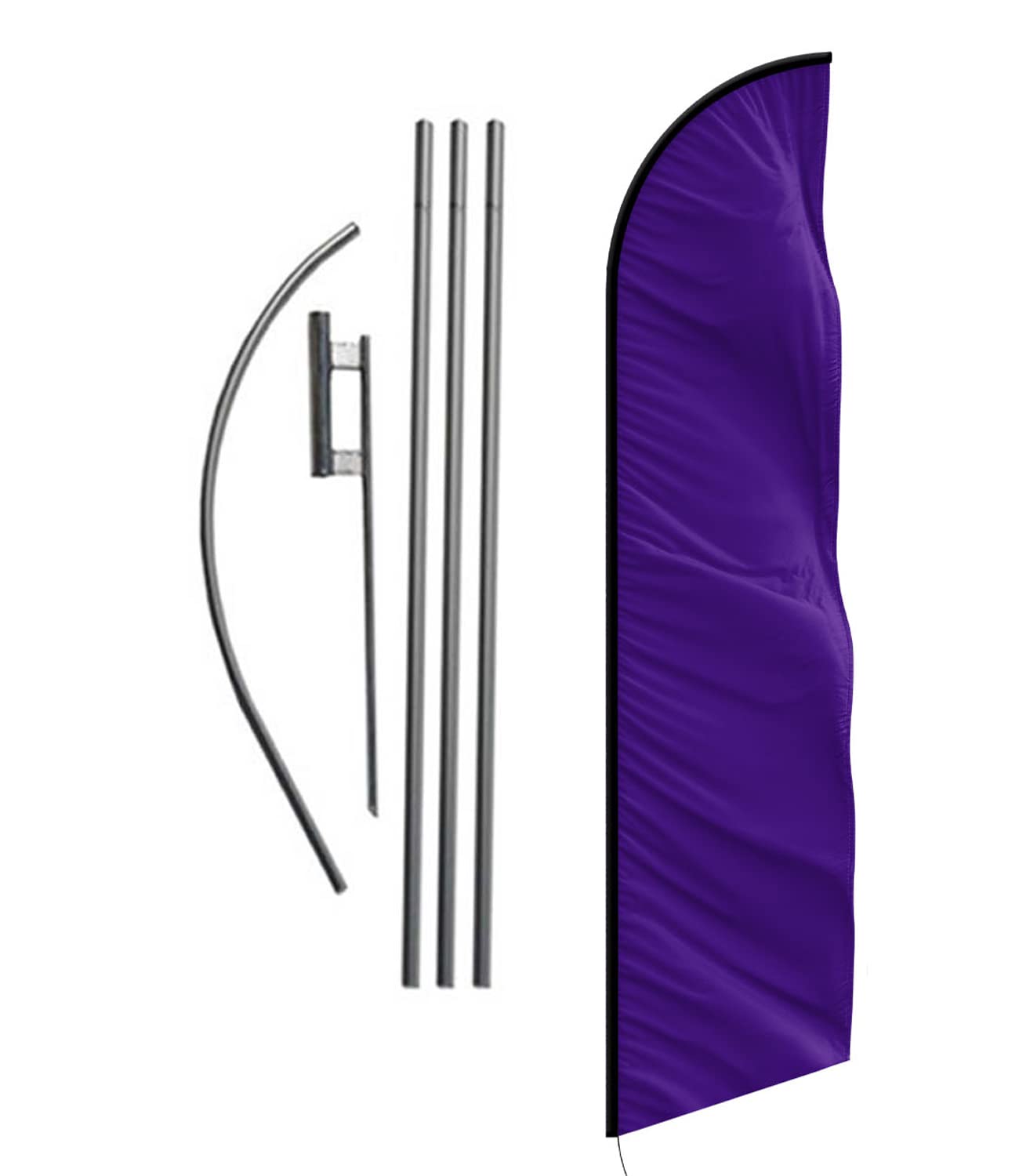 Solid Dark Purple Advertising Feather Banner Swooper Flag Sign With Flag Pole Kit And Ground Stake