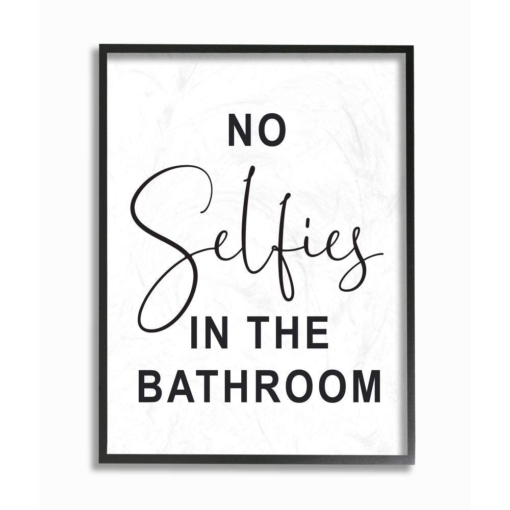 Stupell Industries No No Selfies Funny Word Bathroom Black and White Design Prints, Multi-Color