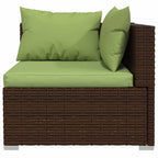 vidaXL Brown Patio Furniture - Green Cushion - 3 Seats with Table