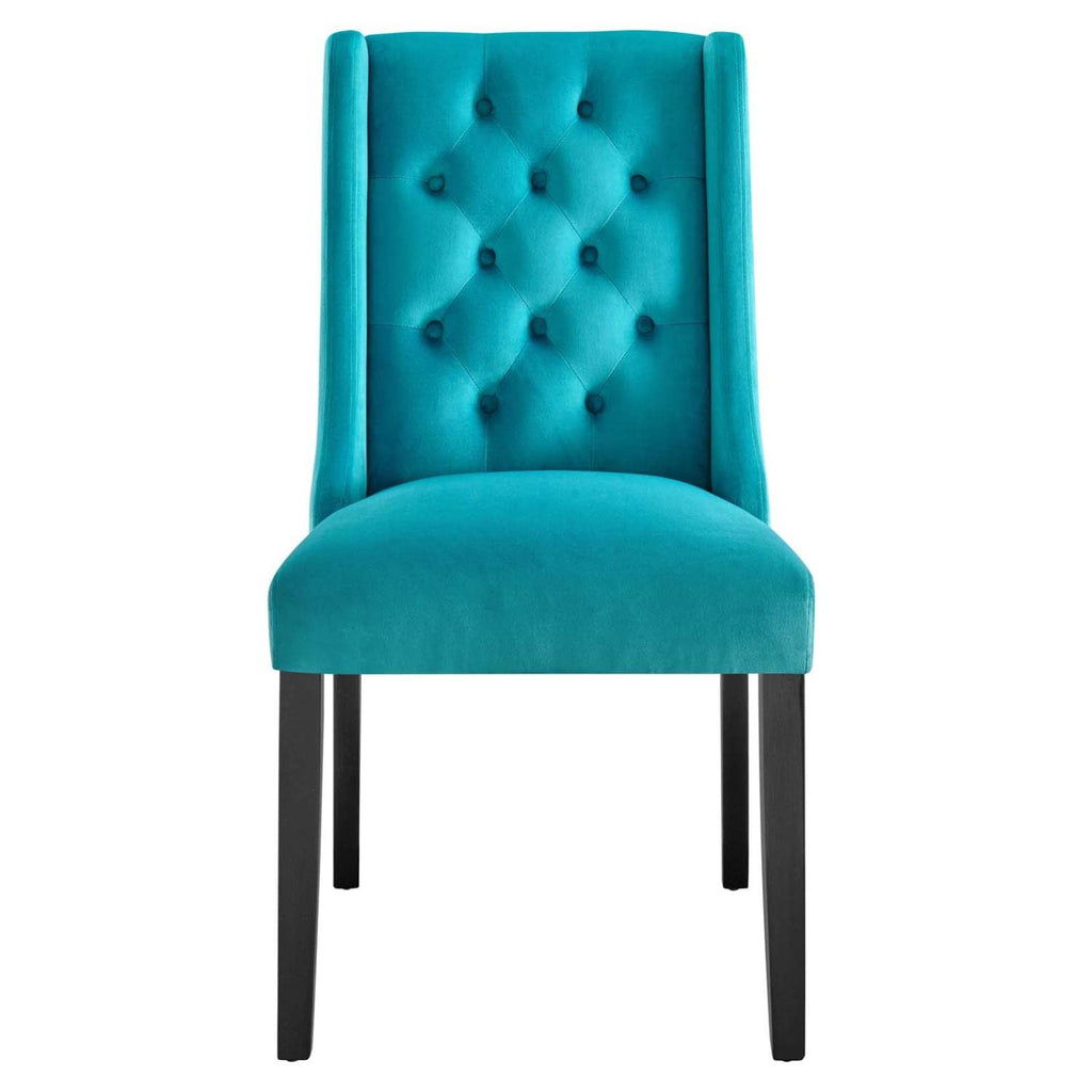 Modway Baronet 20&Quot; Tufted Velvet Dining Chairs In Blue/Black (Set Of 2)