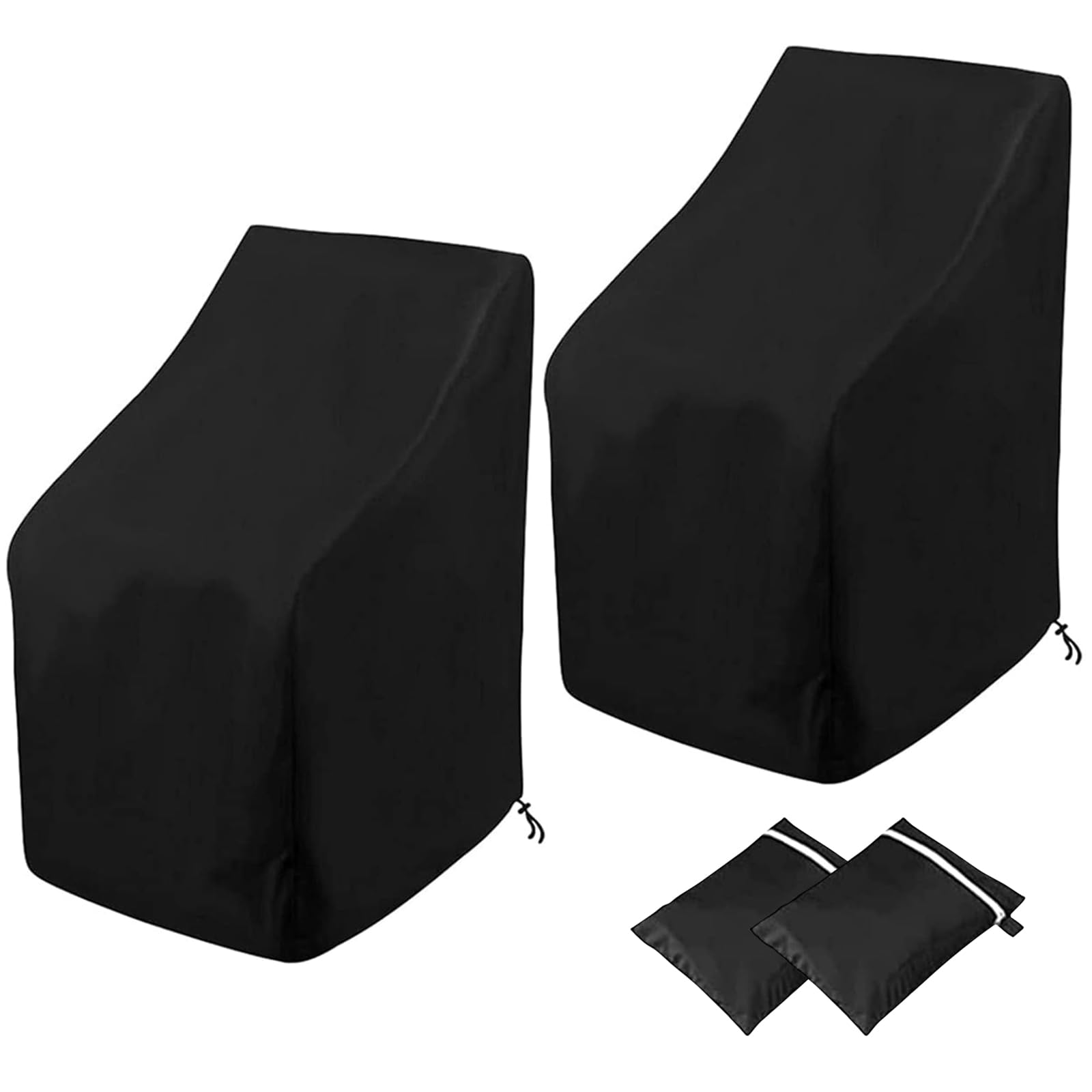 Waterproof Stackable Chair Covers, Uranshin Outdoor Patio Furniture Covers Stacked Chairs 210D Oxford Lounge Chair Covers Outdoor Stack Chairs For All Weather Protection (25'L X 25'W X 47”H (2Pcs))