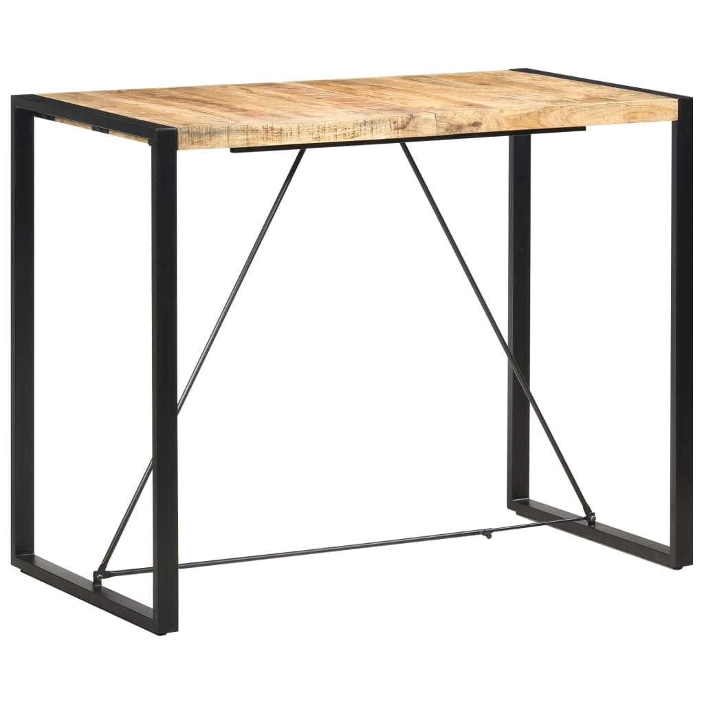 vidaXL Industrial Style Bar Table in Solid Mango Wood with Sturdy Steel Legs, Rectangular Shape, Lightweight, Durable and Easy to Assemble