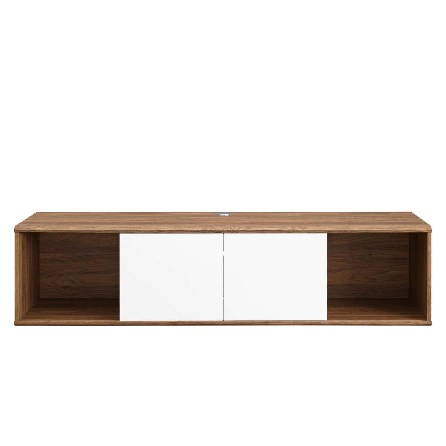 Modway Envision Mid-Century Modern 60&quot; Wall Mount Tv Stand, 60 Inch, Walnut White