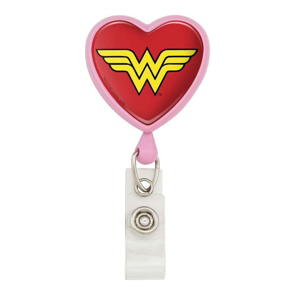 Wonder Woman Classic Logo Heart Lanyard Retractable Reel Badge Id Card Holder