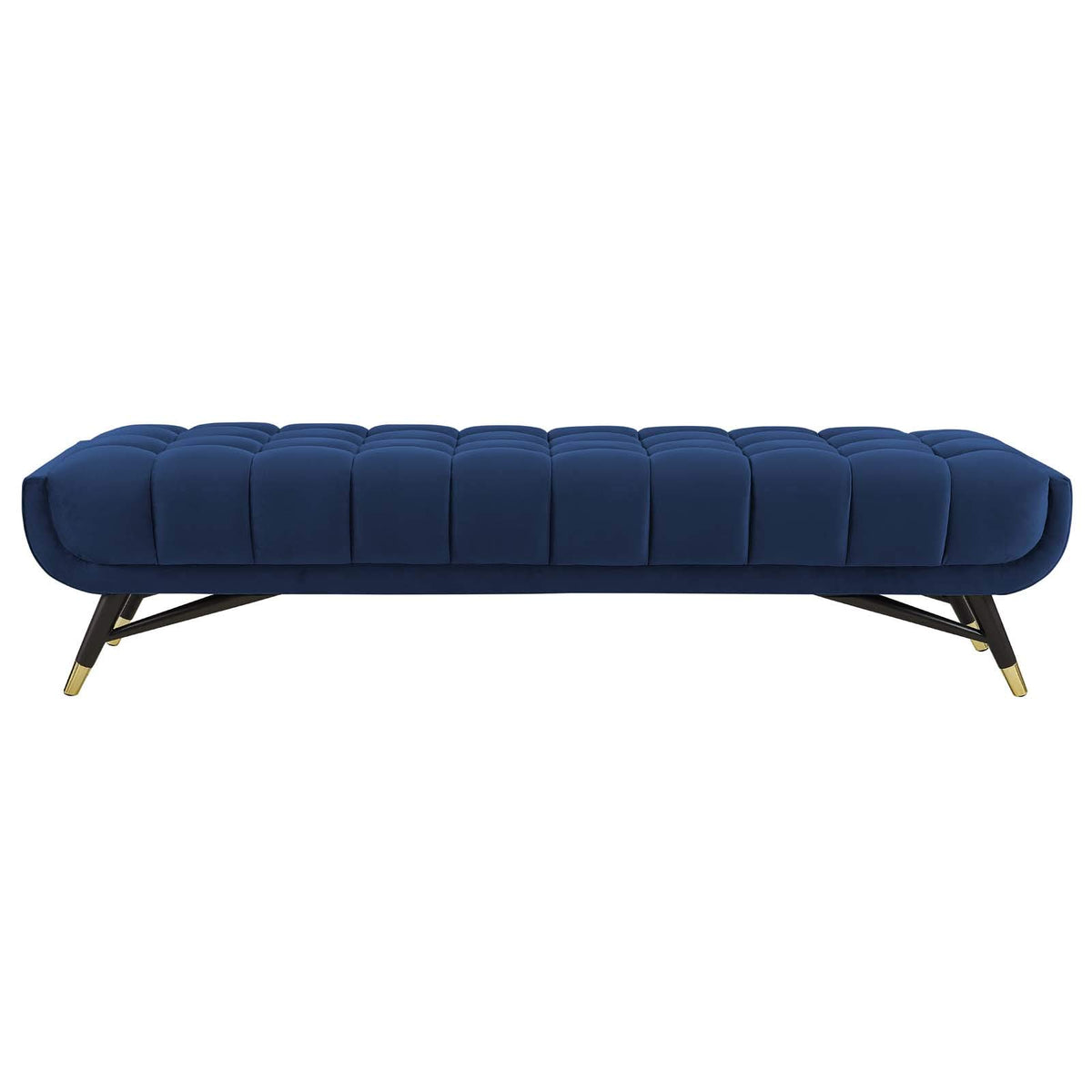 Modway Adept Mid-Century Modern Velvet Upholstered Tufted Accent Bench In Midnight Blue