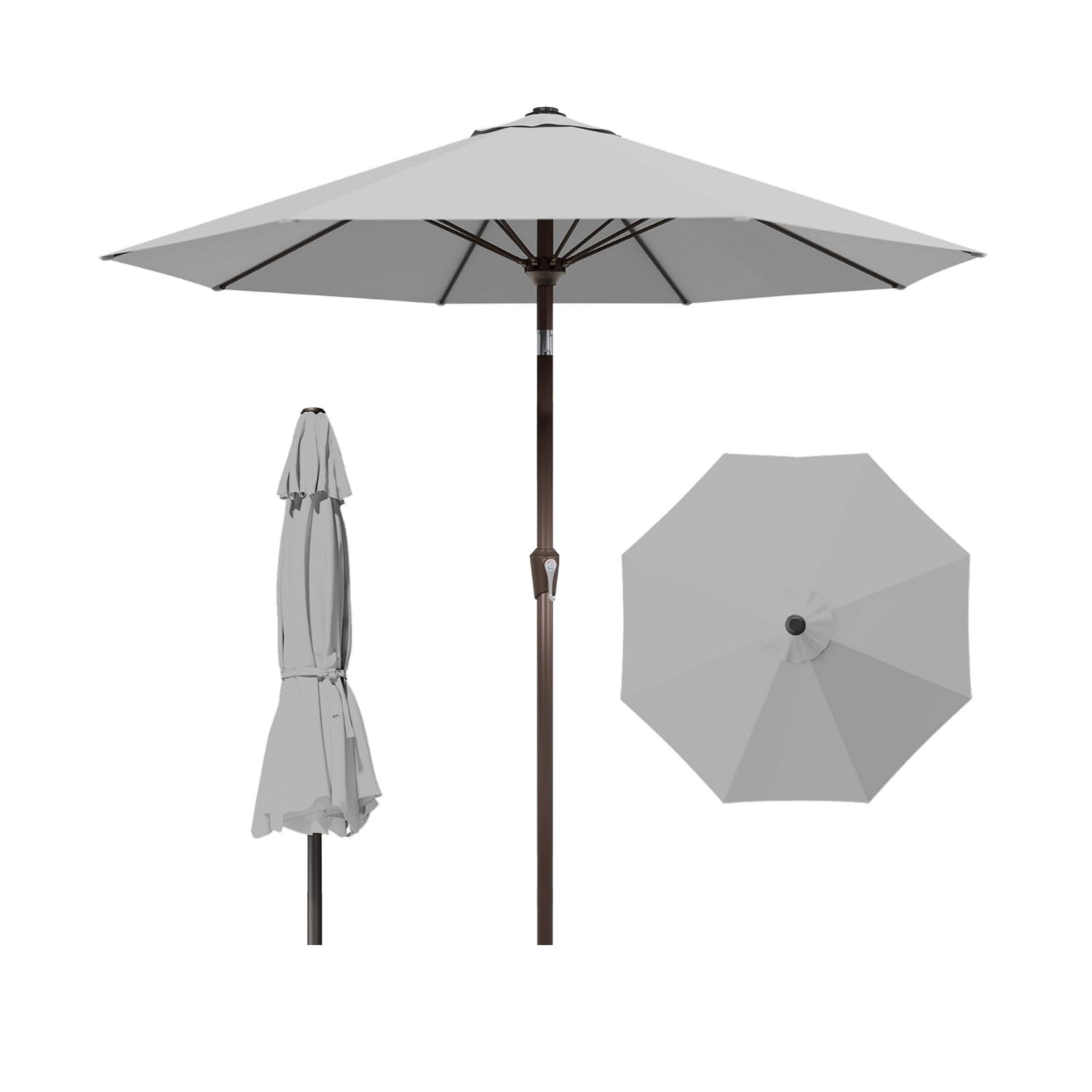Patio Kingdom 10FT Patio Umbrella Outdoor Market Umbrella with Crank and Tilt, 8 Flexible Fiberglass Ribs, UV-Resistant Waterpro