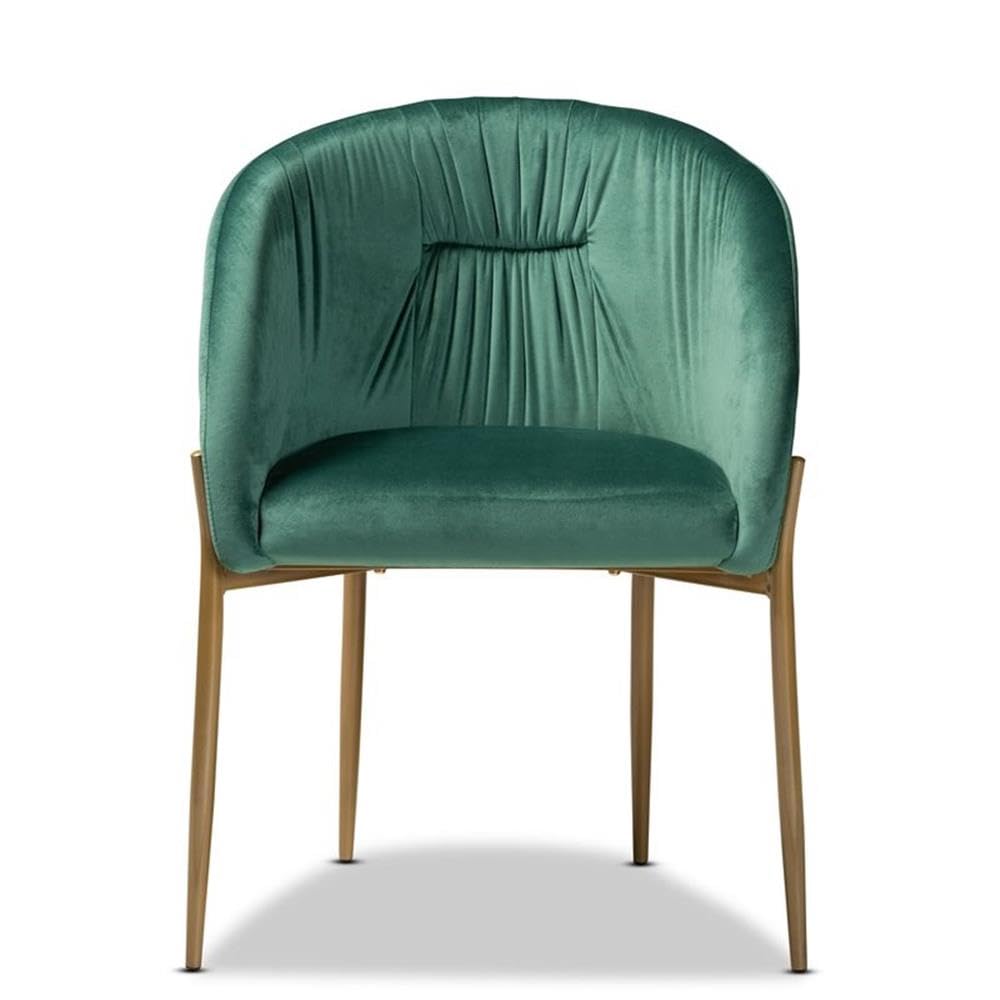 Baxton Studio Ballard Green Velvet Fabric and Gold Finished Metal Dining Chair