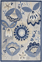 HomeRoots Blue/Grey 100% Polypropylene 5’ x 7' Blue and Gray Indoor Outdoor Area Rug