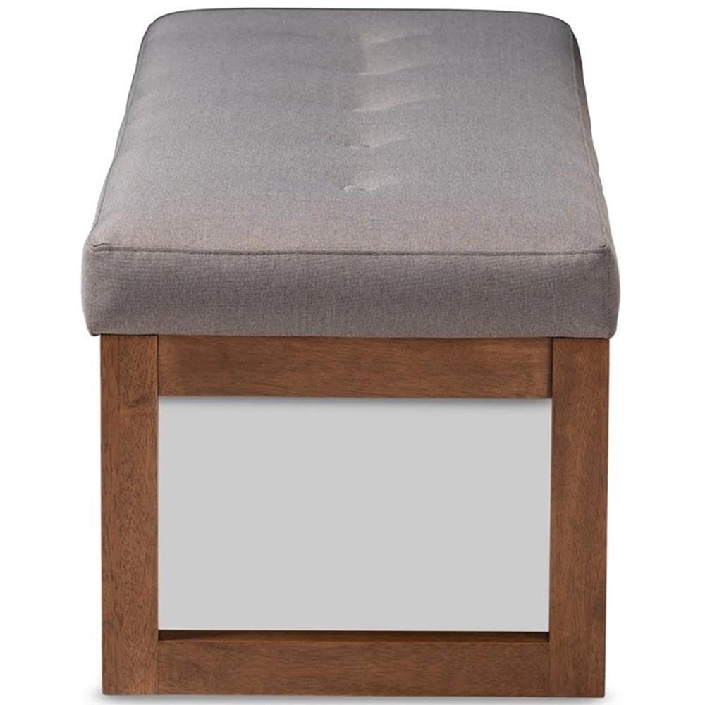 Baxton Studio Caramay Modern and Contemporary Grey Fabric Upholstered Walnut Brown Finished Wood Bench