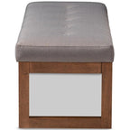 Baxton Studio Caramay Modern and Contemporary Grey Fabric Upholstered Walnut Brown Finished Wood Bench