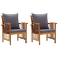 vidaXL Patio Chairs, 2 Pcs, Patio Dining Chair with Armrest, Wood Slat Back Outdoor Dining Chair for Garden Lawn, with Cushions,