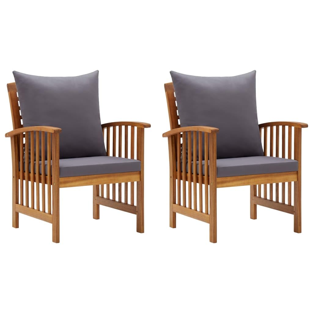vidaXL Patio Chairs, 2 Pcs, Patio Dining Chair with Armrest, Wood Slat Back Outdoor Dining Chair for Garden Lawn, with Cushions,