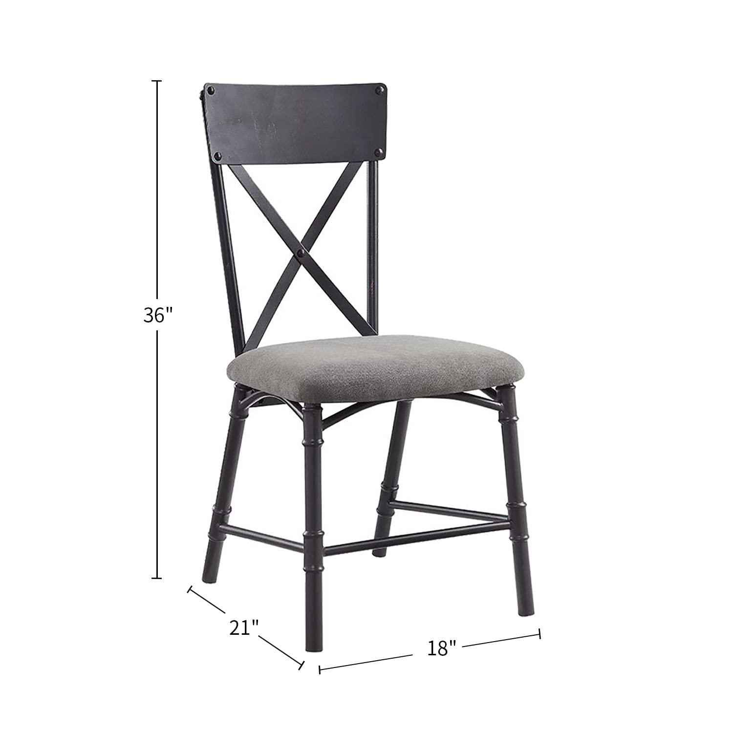 ACME Set of 2 Side Chair in Gray and Sandy Black Finish