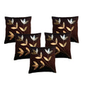 Msenterprises Leaf Design Cushion Covers For Sofa & Living Room (Brown, 40 X 40 Cm | 16 X 16 Inch, Set Of 5)