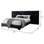 Acme Rivas Channel-Tufted Fabric Queen Bed with Oversized Headboard in Black