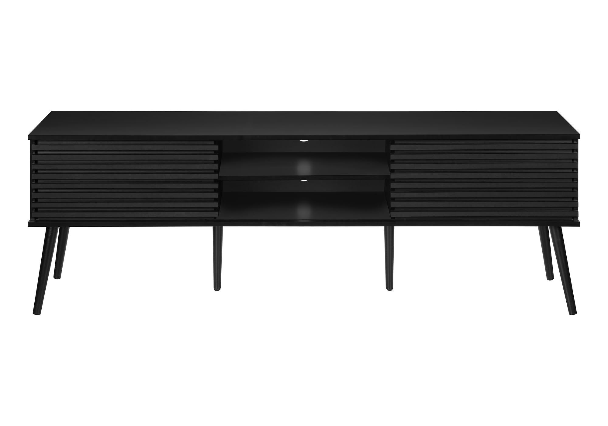 Monarch Specialties 2783, 72 Inch, Media Entertainment Center, Storage Cabinet, Console Tv Stand 72' L Black with 2 Doors, 71' L x 15.5' W x 23.75' H