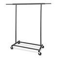 Fishat 59 H Simple Portable Standard Black Rolling Clothing Garment Rack, Metal Freestanding Hanging Clothes Organizer with Lock
